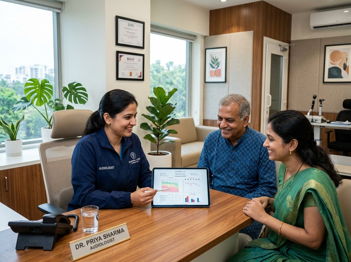 Audiologist conducting consultation with patient at Bluebells Hearing Solutions